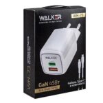 СЗУ+кабель (USB-C) [USB(1), USB-C(1), 3A, 45W, QC 3.0/PD, GaN] WALKER WH-73 бел.