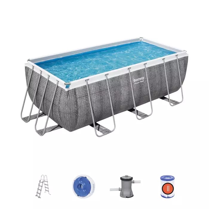 Bestway Power Steel 56722, 412×201×122 см, фильтр-насос, лестница, прямоугольный, Бассейн каркасный