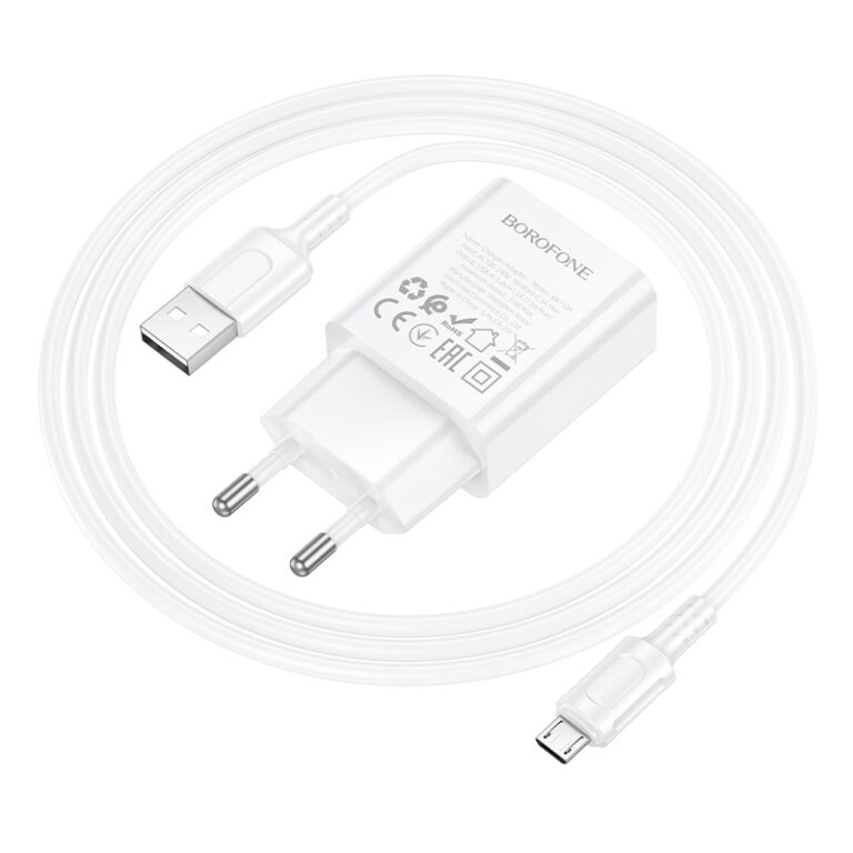 СЗУ с выходом USB, 1.5А, белый, BA110A Lemi, с кабелем  USB-microUSB