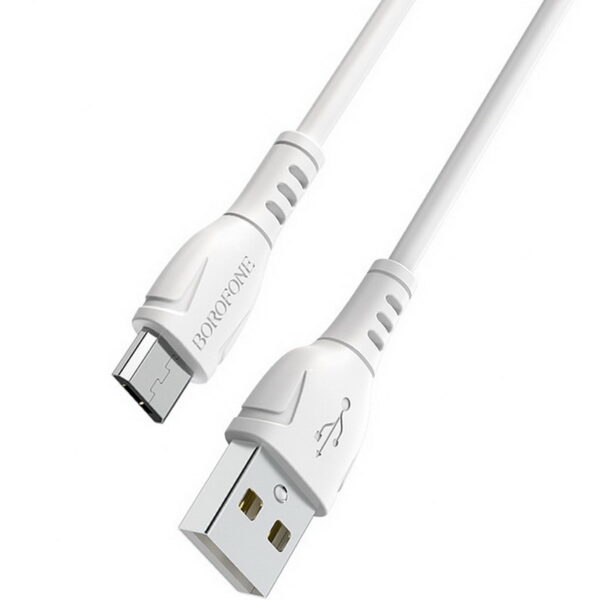 Кабель USB-microUSB, 1.0м,  для зарядки и передачи данных, белый, (BX51)  BOROFONE 3.0A, ПВХ (PVC),