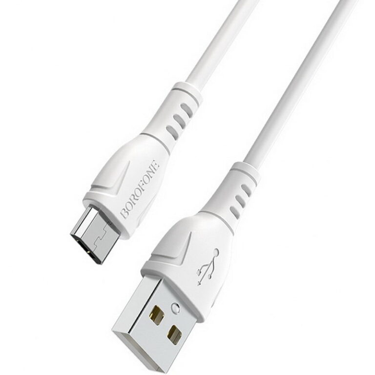 Кабель USB-microUSB, 1.0м,  для зарядки и передачи данных, белый, (BX51)  BOROFONE 3.0A, ПВХ (PVC),