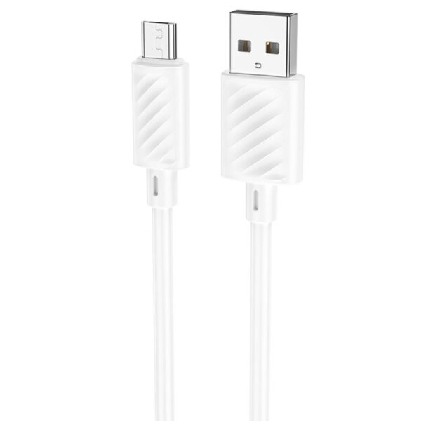 Кабель USB-microUSB, 1.0м,  для зарядки и передачи данных, белый, (X88)  HOCO 2.4A, ПВХ (PVC), ...