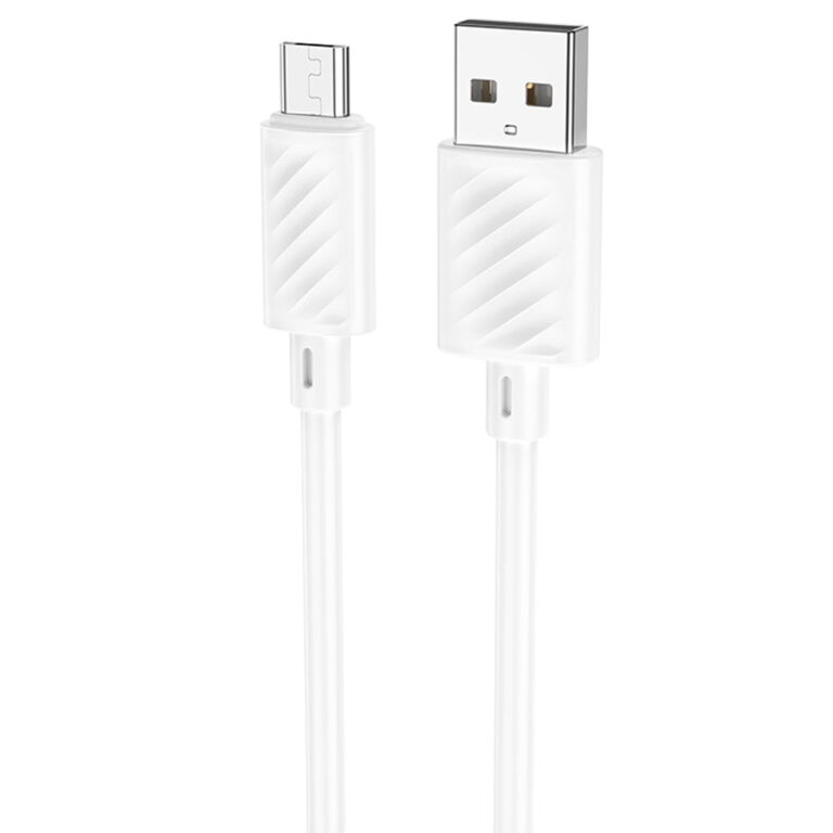 Кабель USB-microUSB, 1.0м,  для зарядки и передачи данных, белый, (X88)  HOCO 2.4A, ПВХ (PVC), ...