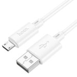 Кабель USB-microUSB, 1.0м,  для зарядки и передачи данных, белый, (X88)  HOCO 2.4A, ПВХ (PVC), ...