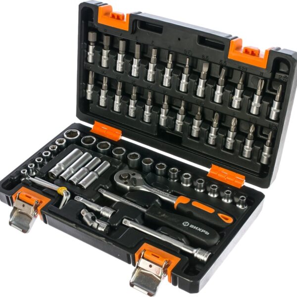 Набор инструментов, 1/4", CrV, пластиковый кейс 57 предм 73/6/7/2