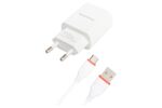 СЗУ с выходом USB, 2.1А, белый, BA20A Sharp, с кабелем USB-microUSB;  BOROFONE