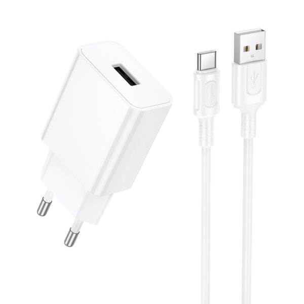 BOROFONE BA110A Lemi, с кабелем USB-Type-C Сетевое зарядное устройство с выходом USB, 1.5А, белый