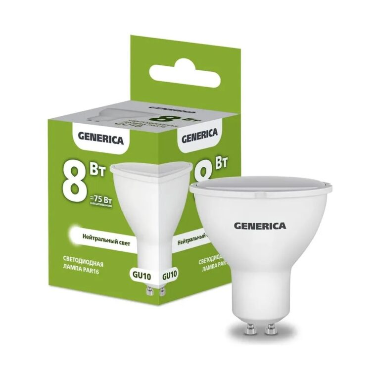 Лампа cветодиодная LED PAR16 IEK LL-PAR16-08-230-40-GU10-G софит 8Вт 230В 4000К GU10 GENERICA