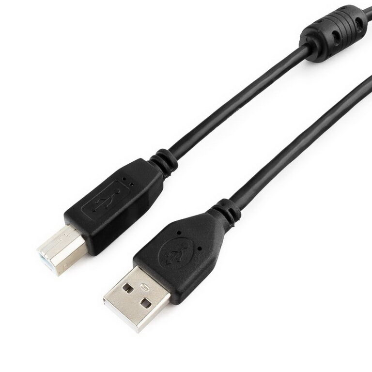 Шнур USB A шт/USB B шт 1.0м (CCF-USB2-AMBM-1M) экранированный, черный  CABLEXPERT с ферритовым фильт