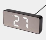 Часы DS-3821L настольные зеркальные (черный корпус) подсветка белая; время; дата; питание через шнур