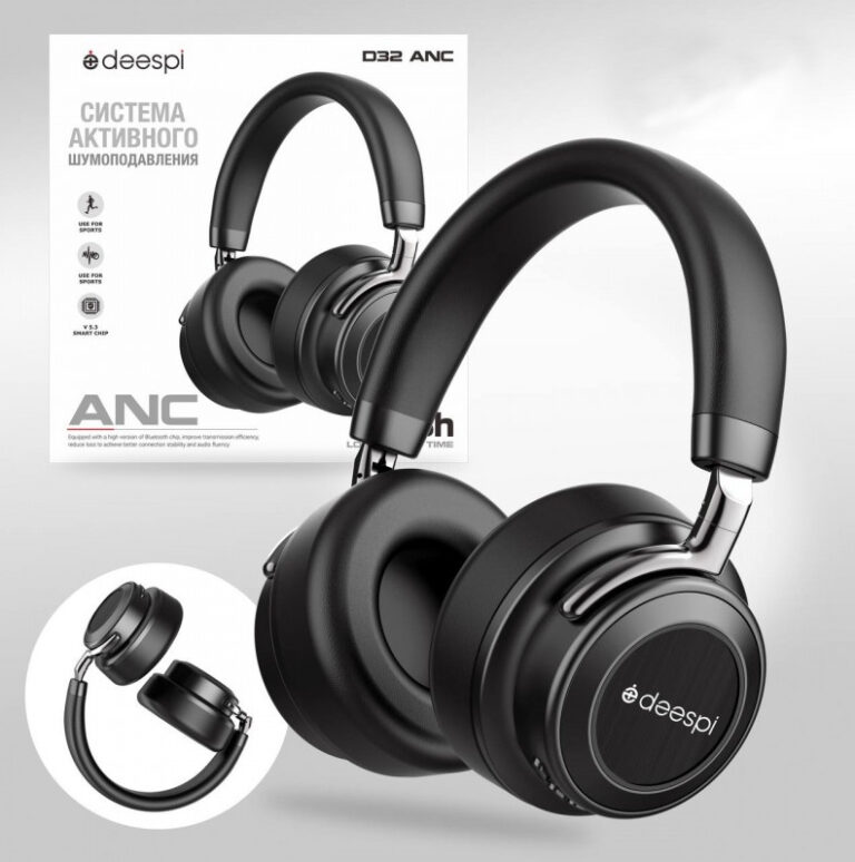 Deespi Blue D32, накладные с микрофоном, ANC черные  Наушники беспроводные