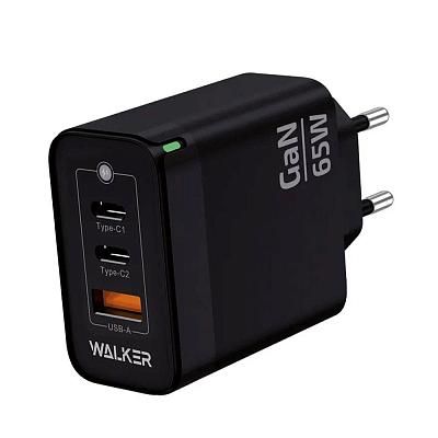 WALKER WH-45 черный СЗУ [USB(1), USB-C(1), 3.25A, 65W, QC3.0/PD, GaN]